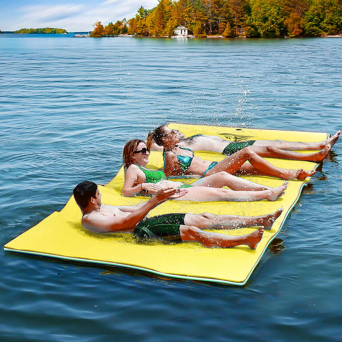 12' x 6' Floating Water Mat Foam Pad Lake Floats Lily Pad, 3-Layer XPE Water Pad with Storage Straps for Adults Outdoor Water Activities