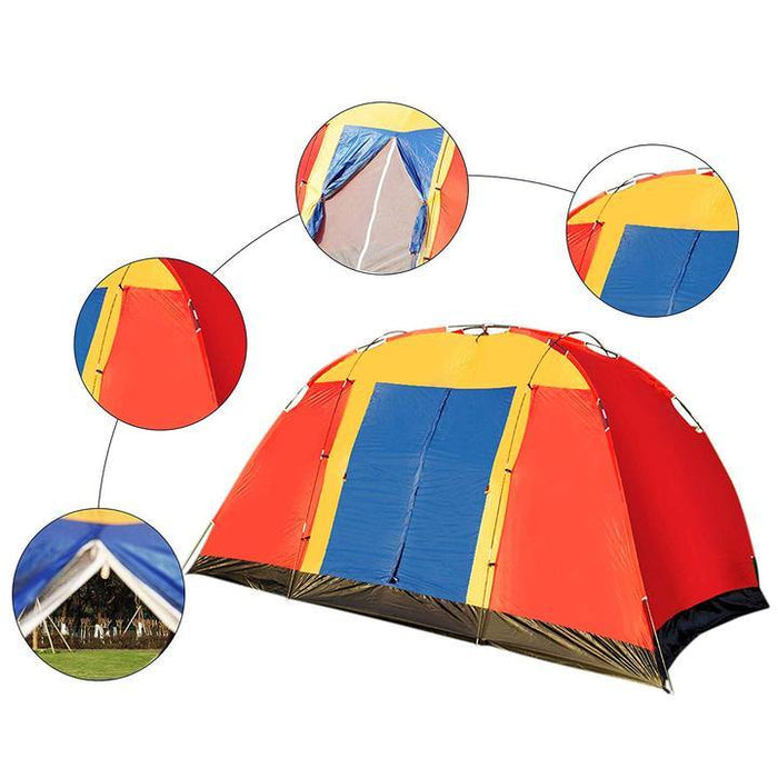 8-Person Bosonshop Outdoor Tent Easy Set Up Party Large Tent for Camping Hiking With Portable Bag, Red or Blue