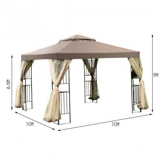 10' x 10' Awning Patio Screw-Free Structure Canopy Tent Gazebo