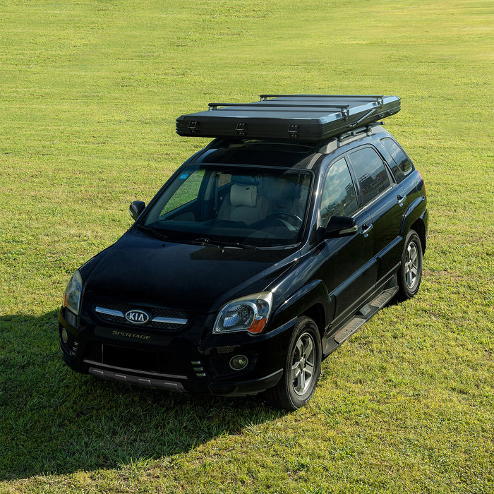 2-Person Trustmade Triangle Aluminum Black Hard Shell Grey Rooftop Tent for Camping