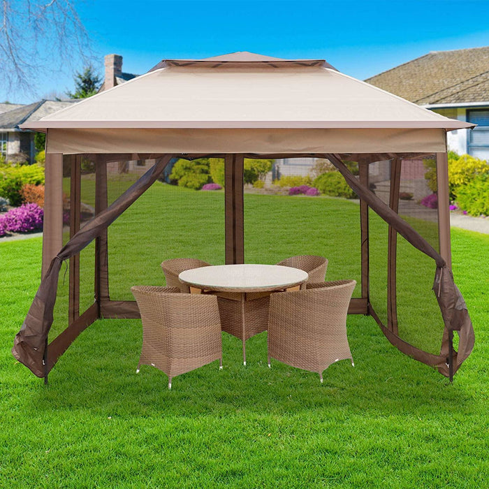 10' x 10' Bosonshop Pop Up Canopy Tent with Mesh Sidewall Height Adjustable Outdoor Party Tent Gazebo