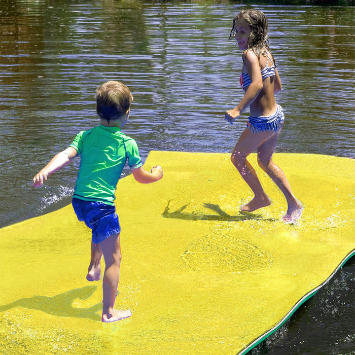 12' x 6' Floating Water Mat Foam Pad Lake Floats Lily Pad, 3-Layer XPE Water Pad with Storage Straps for Adults Outdoor Water Activities