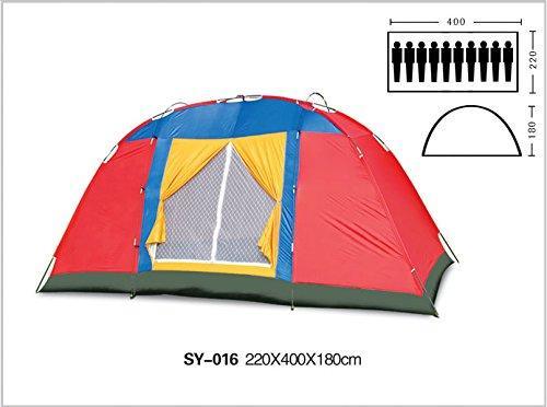 8-Person Bosonshop Outdoor Tent Easy Set Up Party Large Tent for Camping Hiking With Portable Bag, Red or Blue